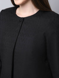 Thumbnail for Even Apparels Black 100% Viscose Open Front Statement Women's Jacket - Distacart