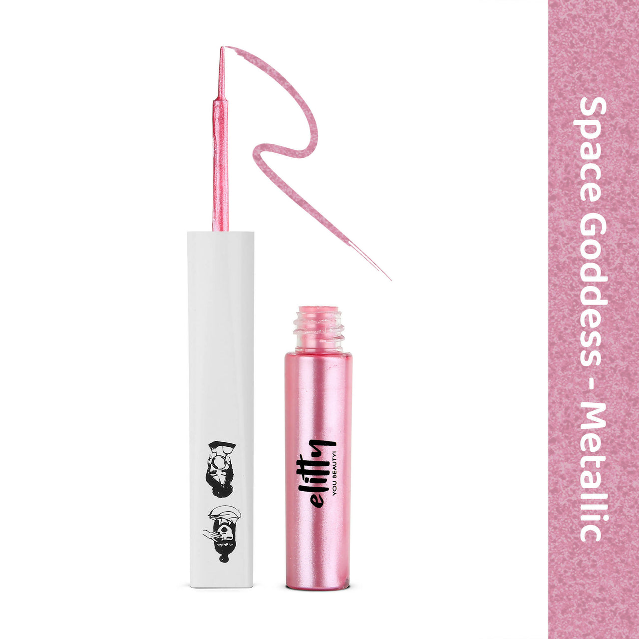Elitty Pink Pop Color Metallic Finish Liquid Eyeliner - Space Goddess (Pink) - Distacart