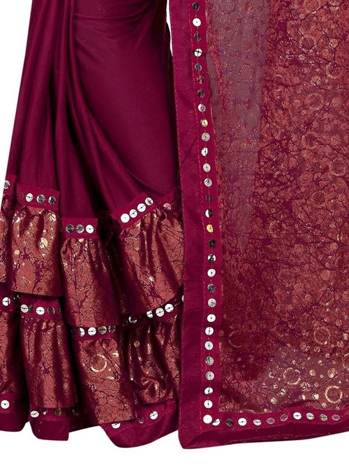 Red Lycra Designer Saree