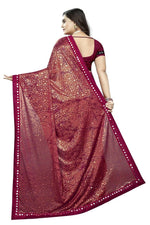 Thumbnail for Vamika Red Lycra Designer Saree