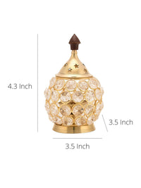 Thumbnail for Craftvatika Gold Toned Brass Decorative Akhand Diya Oil Lamp - Distacart