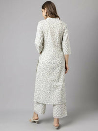 Thumbnail for FIORRA Women's Off White Cotton A-Line Kurta Palazzo Set - Distacart