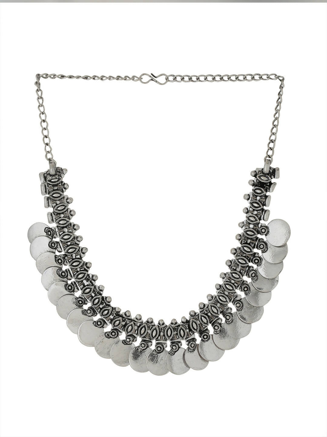 NVR Women Silver-Plated Oxidised Necklace - Distacart