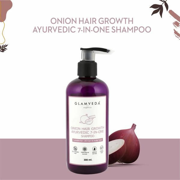 Glamveda Onion Hair Growth Ayurvedic 7 In One Shampoo