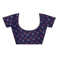 Thumbnail for Printed Jute Silk Blue Saree blouse