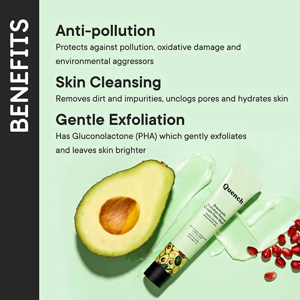 Quench Botanics Bravocado Pollution Rescue Cream Face Wash - Distacart