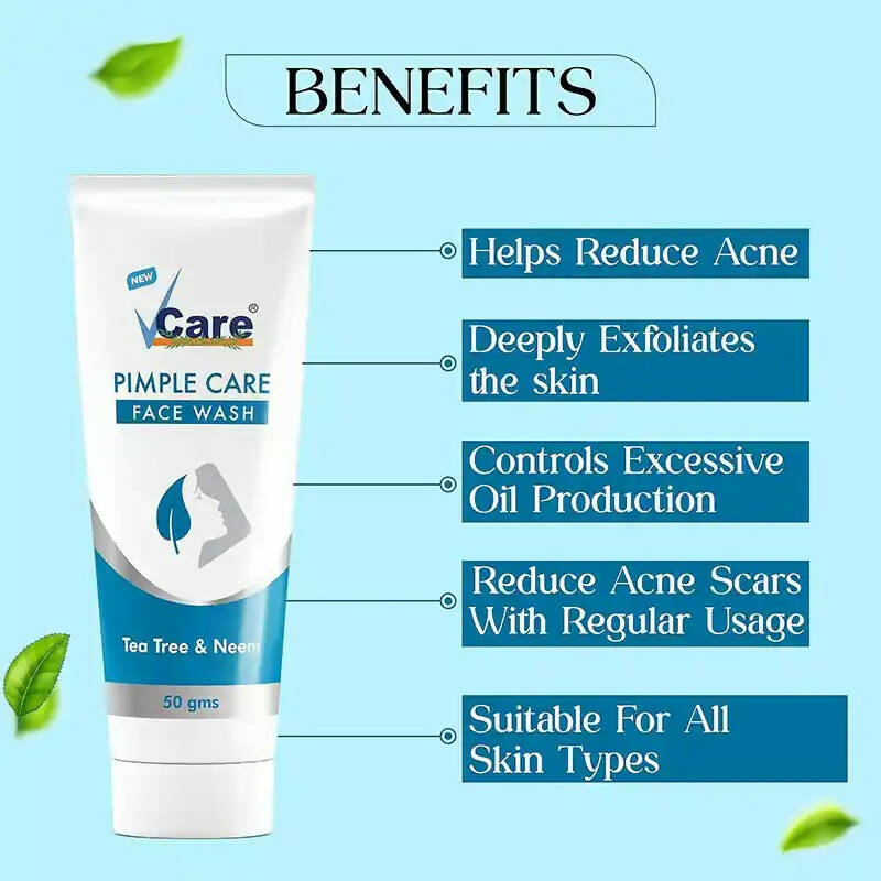 VCare Natural Pimple Care For Face Wash - Distacart