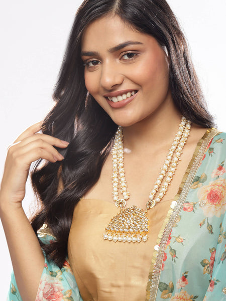 White Brass Gold-Plated Necklace - Ruby Raang - Distacart