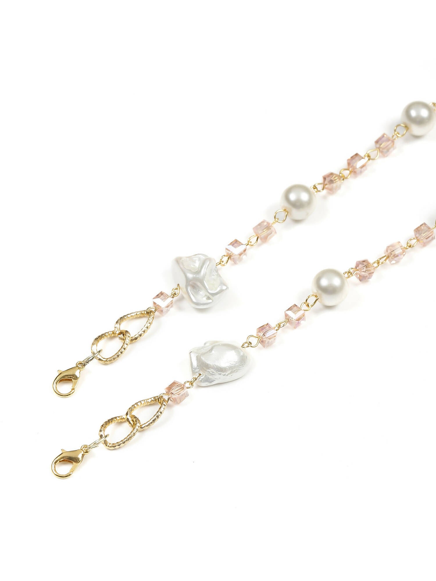 White Golden Embellished Mask Chain - Ruby Raang - Distacart