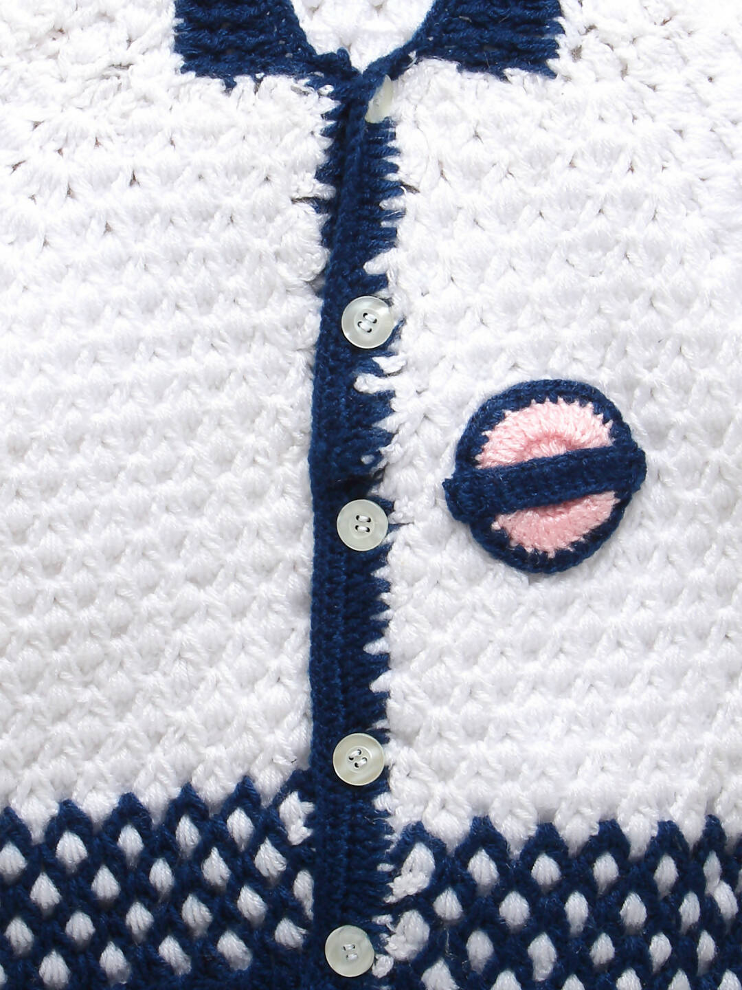 Chutput Kids Woollen Hand Knitted Tacky Design Sweater For Baby Boys - White - Distacart