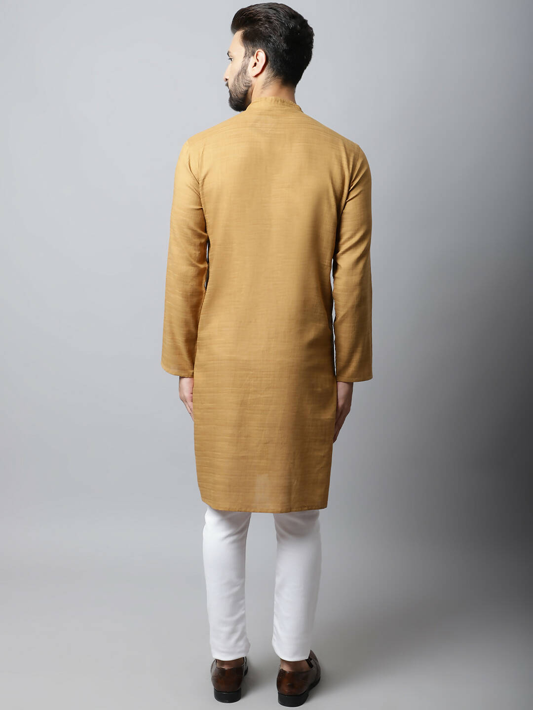 Even Apparels Brown Color Pure Cotton Men's Kurta With Band Collar (SLD1177) - Distacart