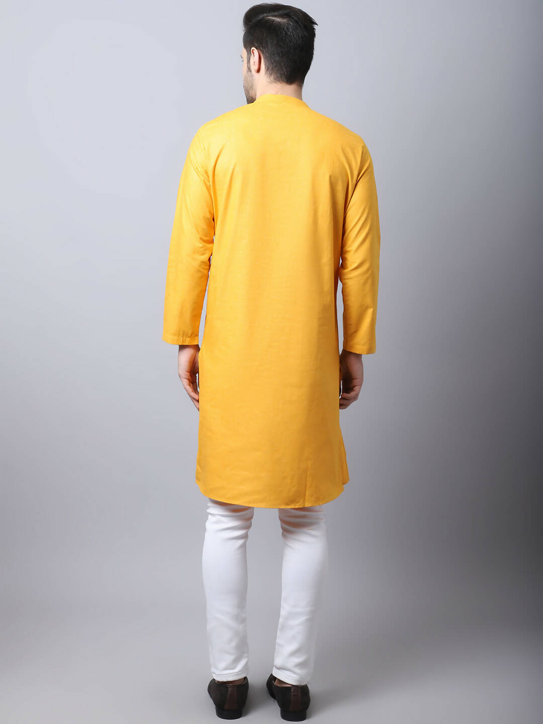 Even Apparels Yellow Pure Cotton Sherwani Kurta With Asymetrical Cut - Distacart
