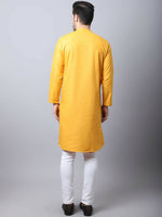 Thumbnail for Even Apparels Yellow Pure Cotton Sherwani Kurta With Asymetrical Cut - Distacart
