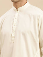 Thumbnail for Ramraj Cotton Premium Wedding Cream Readymade Panchakacham,Kurta & Towel Set RP Jari - Distacart
