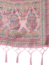 Thumbnail for Light Pink Silk Blend Woven Design Saree With Unstitched Blouse Piece - Aloki - Distacart
