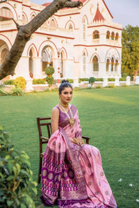 Thumbnail for Vishnu Weaves Women's Baby Pink Patola Banarasi Silk Meenakari Zari Woven Saree with Blouse - Distacart