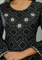 Thumbnail for Vamika Black Lace Work Rayon Casual Wear Kurta Set