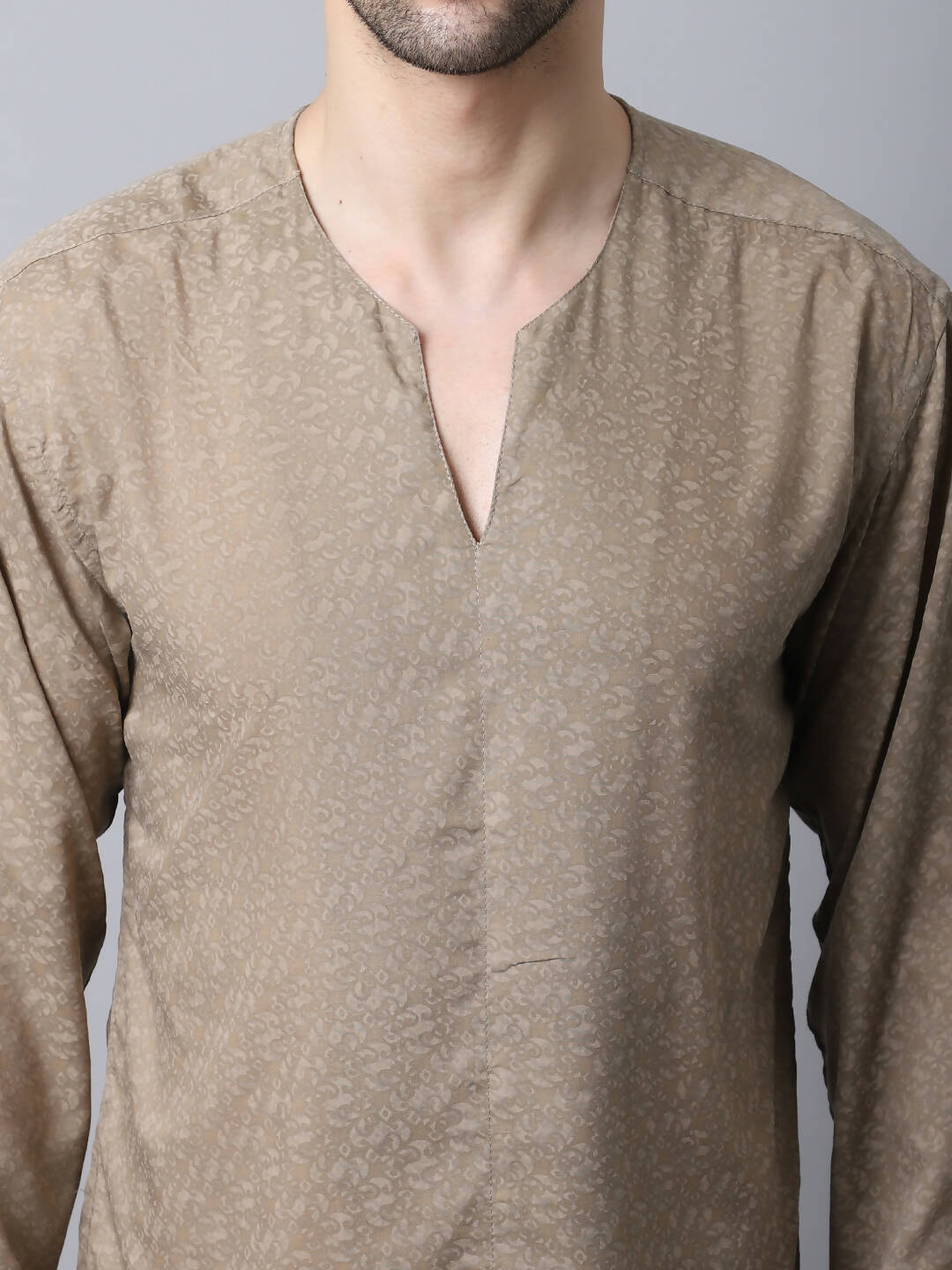 Even Apparels Beige Pure Cotton Round Neck Slit Men's Kurta - Distacart