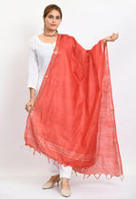 Thumbnail for Mominos Fashion Moeza Women's Linen Cotton Silver Border Red Dupatta - Distacart