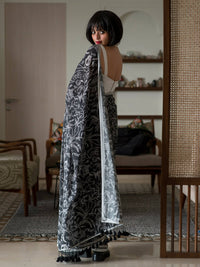 Thumbnail for Suta Black Floral Pure Cotton Saree - Distacart