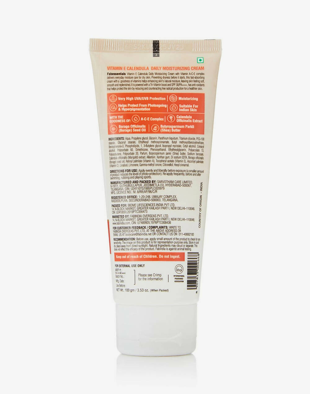 Fabessentials Vitamin E Calendula Daily Moisturizing Cream SPF 30 PA++++ - Distacart