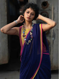 Thumbnail for Suta Purple Solid Mul Cotton Saree - Distacart