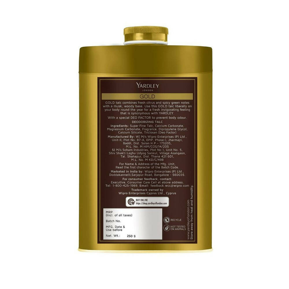 Yardley London Gold Deodorizing Talc For Men - Distacart