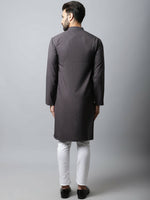 Thumbnail for Even Apparels Black Color Pure Cotton Men's Kurta With Band Collar (CHK1166) - Distacart