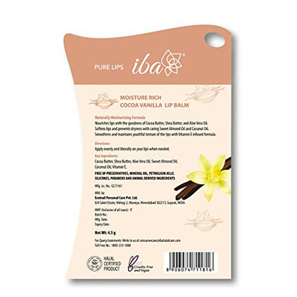 Iba Moisture Rich Lip Balm - Cocoa Vanilla - Distacart