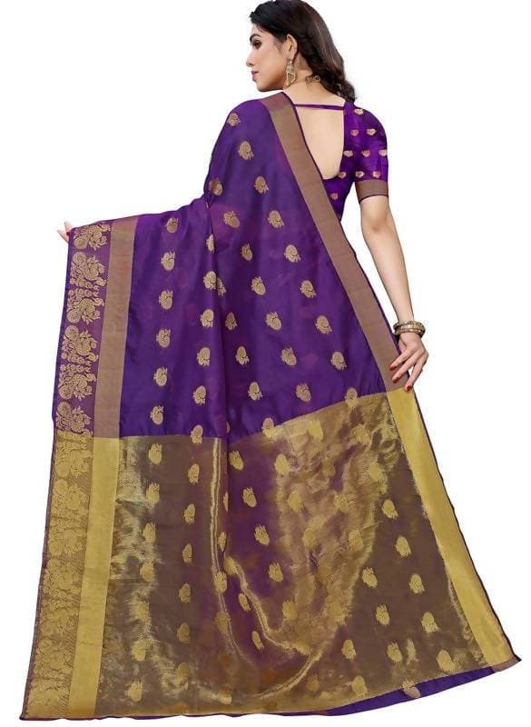 Vamika Banarasi Jacquard Weaving Violet Saree (Shining Violet)