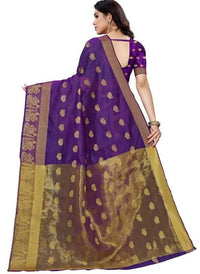Thumbnail for Vamika Banarasi Jacquard Weaving Violet Saree (Shining Violet)