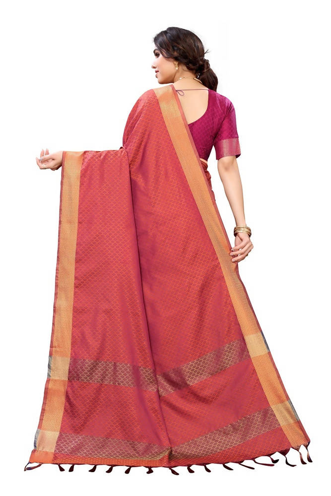 Vamika Banarasi Jacquard Weaving Orange Saree