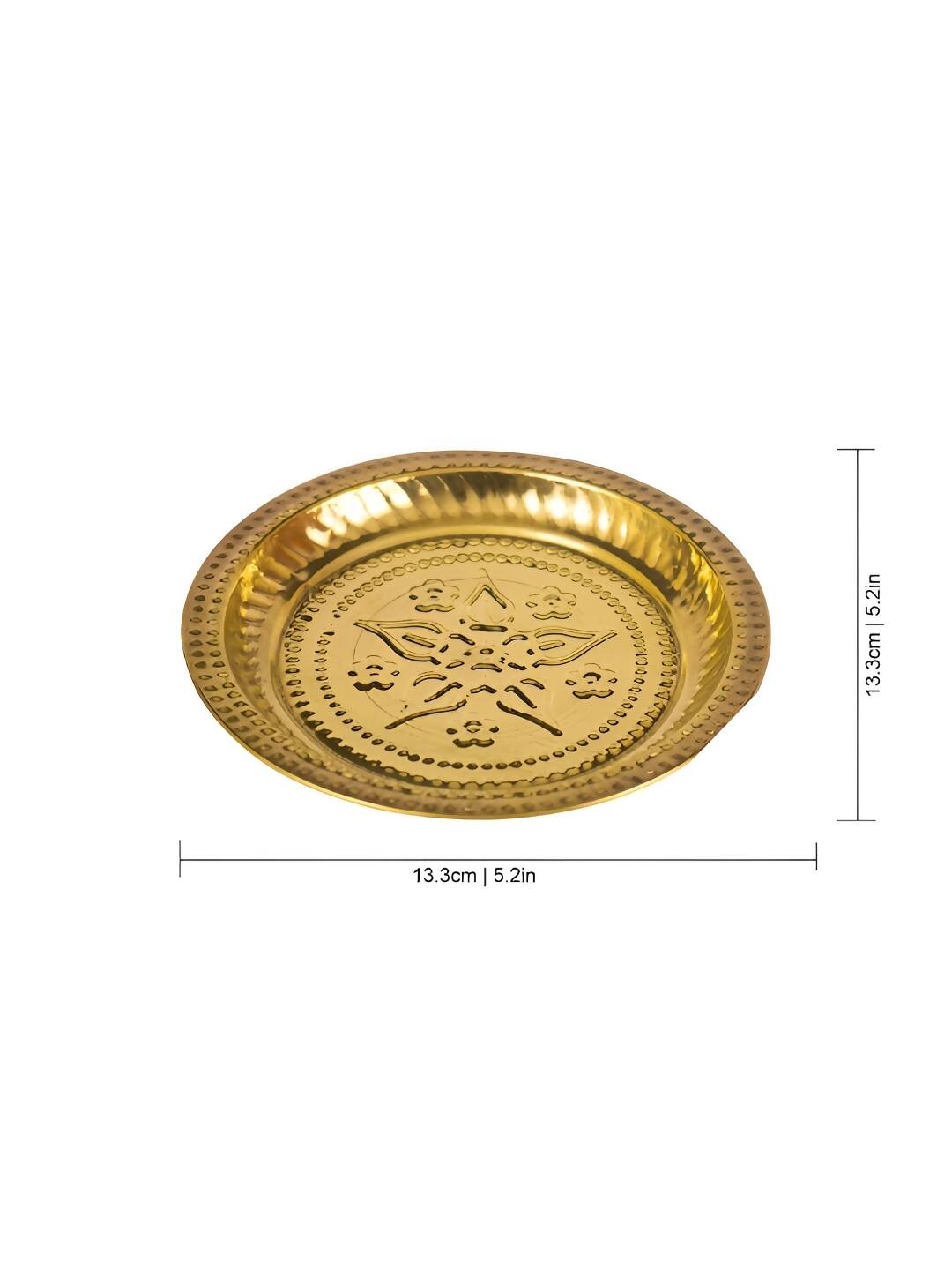 Spillbox Gold-Toned Brass Thali Pooja Essential - Distacart