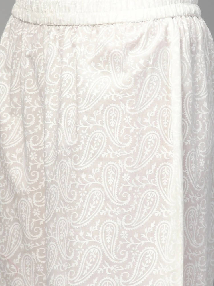 Yufta Women Mauve & White Printed Kurta with Palazzo & Dupatta