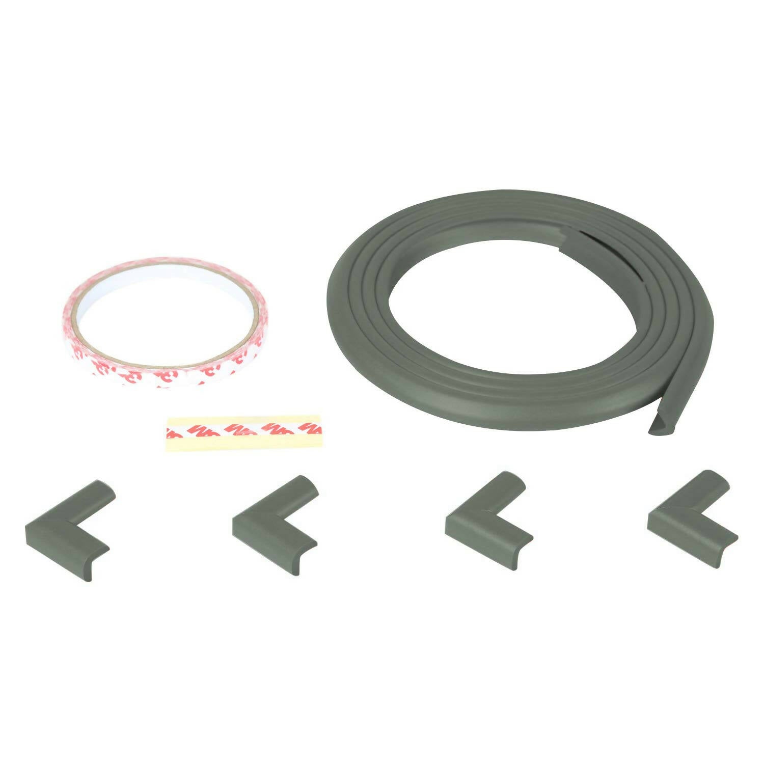 Safe-O-Kid Unique High Density L-Shaped 2 Mtr Long Mini 4 Edge Guard With 16 Corner Cushions - Grey - Distacart