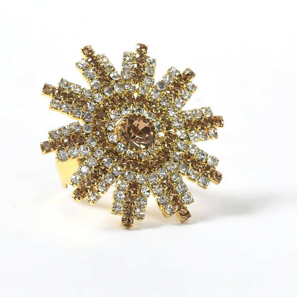 Mominos Fashion Joharkamal Gold-Plated AD Studded Adjustable Finger Ring - Distacart