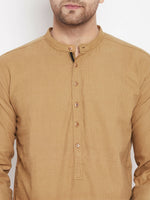 Thumbnail for Even Apparels Beige Pure Cotton Short Men's Kurta With Band Collar - Distacart