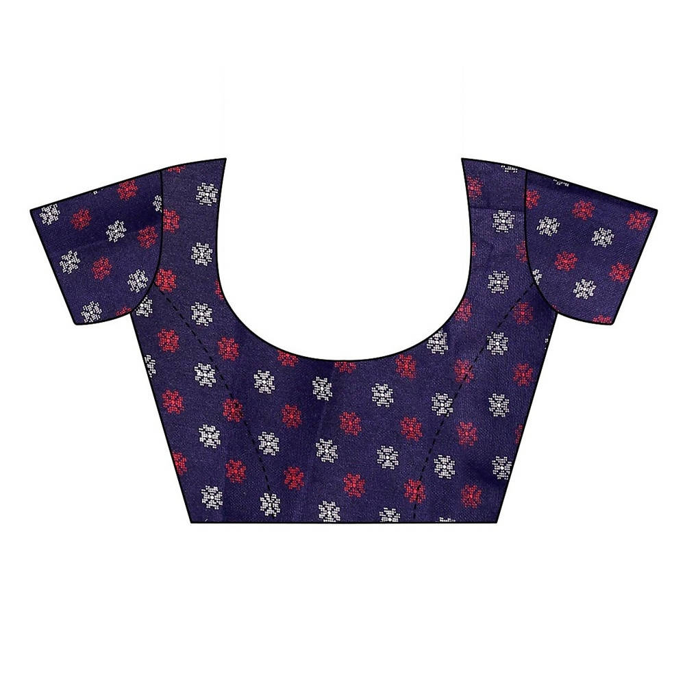 Printed Jute Silk Navy Blue blouse