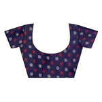 Thumbnail for Printed Jute Silk Navy Blue blouse