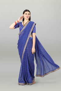 Thumbnail for NOZ2TOZ Women Party Wear Bandhani Printed Blue Colour Georgette Saree - Distacart