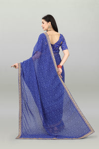 Thumbnail for NOZ2TOZ Women Party Wear Bandhani Printed Blue Colour Georgette Saree - Distacart