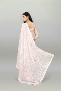 Thumbnail for NOZ2TOZ Women Party Wear Sequnce Worked Light Peach Colour Heavy Georgette Saree - Distacart