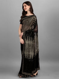 Thumbnail for NOZ2TOZ Women Party Wear Sequins Worked Black Colour Heavy Georgette Saree - Distacart