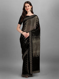 Thumbnail for NOZ2TOZ Women Party Wear Sequins Worked Black Colour Heavy Georgette Saree - Distacart