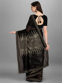 Thumbnail for NOZ2TOZ Women Party Wear Sequins Worked Black Colour Heavy Georgette Saree - Distacart