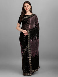 Thumbnail for NOZ2TOZ Women Party Wear Sequins Worked Black Colour Heavy Georgette Saree - Distacart