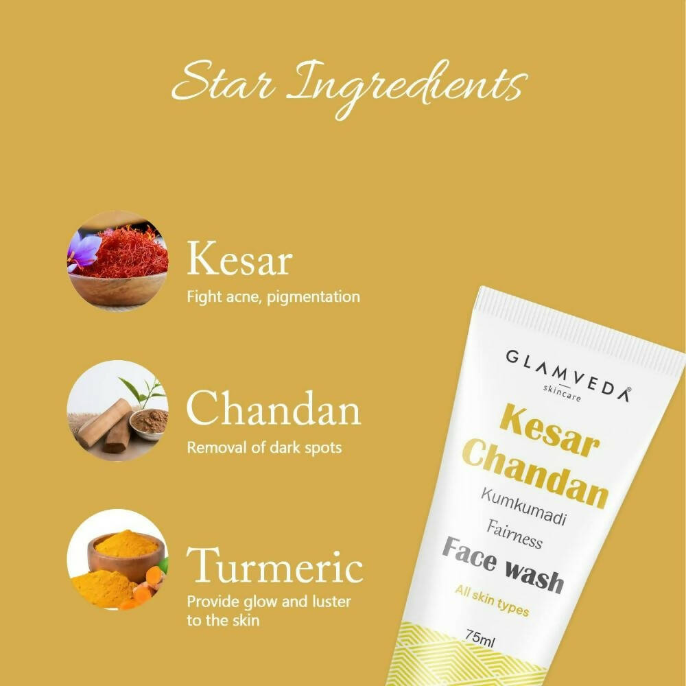 Glamveda Kesar Chandan Kumkumadi Fairness Face Wash - Distacart