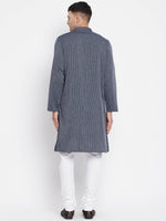 Thumbnail for Even Apparels Grey Color Pure Cotton Men's Kurta With Band Collar - Distacart