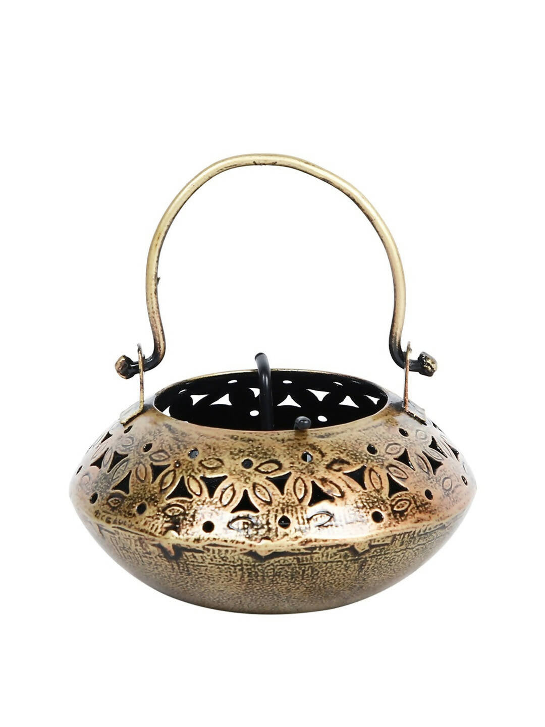 CraftVatika Gold-Toned Metal Degchi Hanging Tealight Candle Holder - Distacart