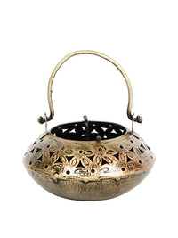 Thumbnail for CraftVatika Gold-Toned Metal Degchi Hanging Tealight Candle Holder - Distacart